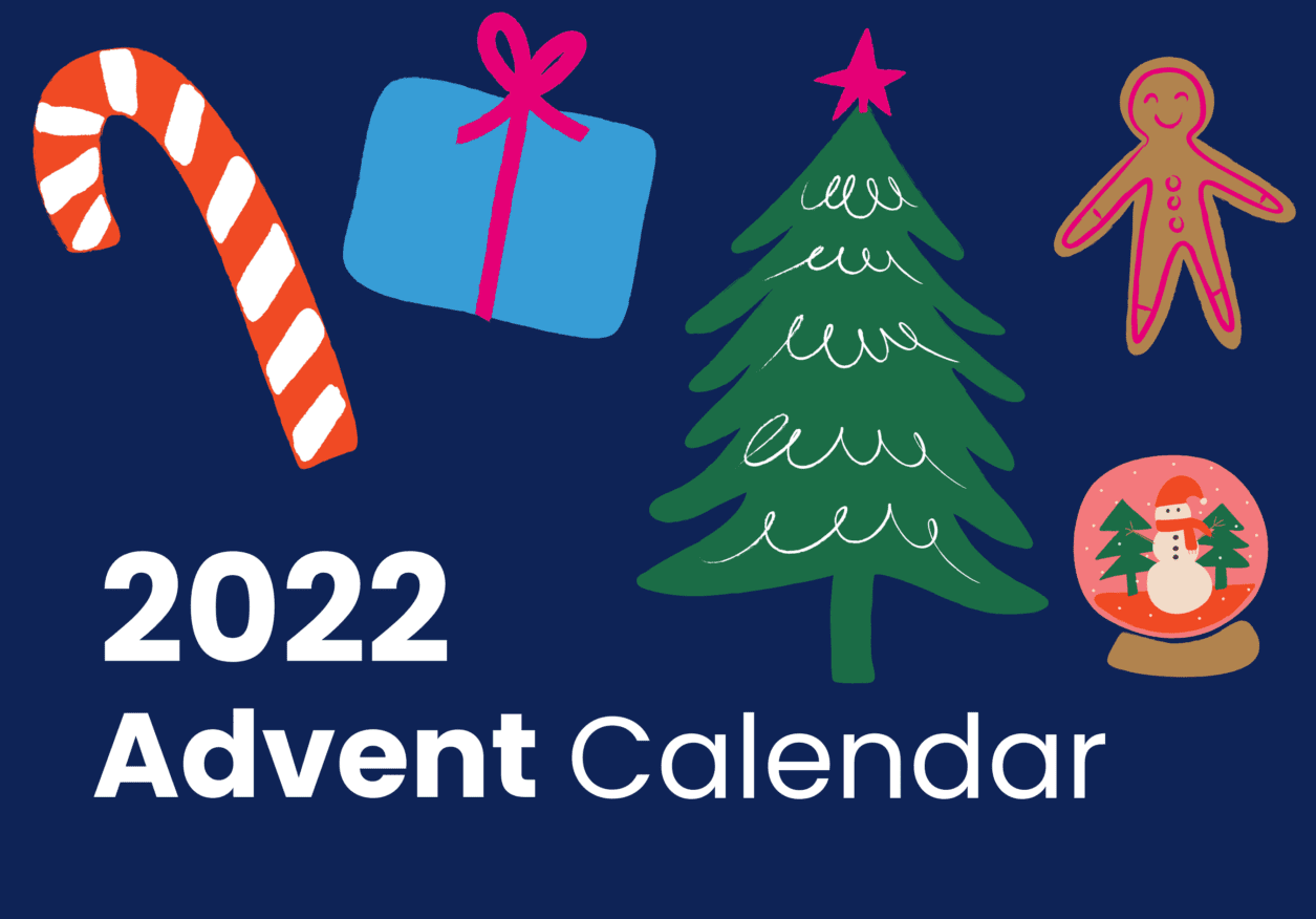 Promotional image for Abbots Care 2022 advent calendar with Christmas decorations