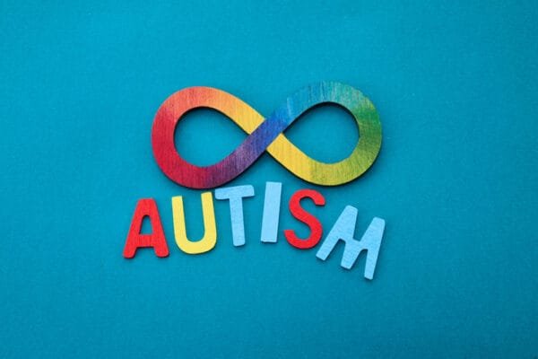 Autistic rainbow eight infinity symbol. Autism awareness day symbol